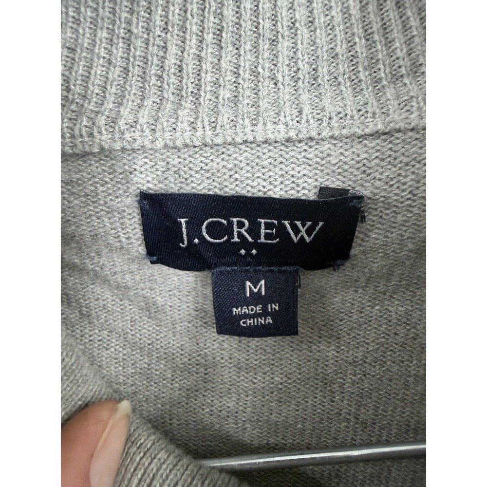 J.Crew Factory Half Zip Pullover Men Medium Heather Gray Sweater Casual Classic - Picture 3 of 8